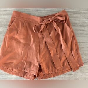 MOLLY BRACKEN Shorts With Bow,  Orange Coral Color With Shimmer Women’s S​
